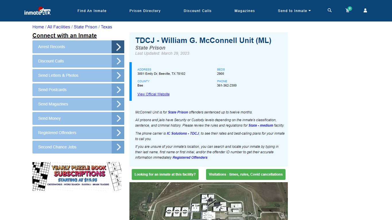 TDCJ - McConnell Unit (ML) & Inmate Search - Beeville, TX